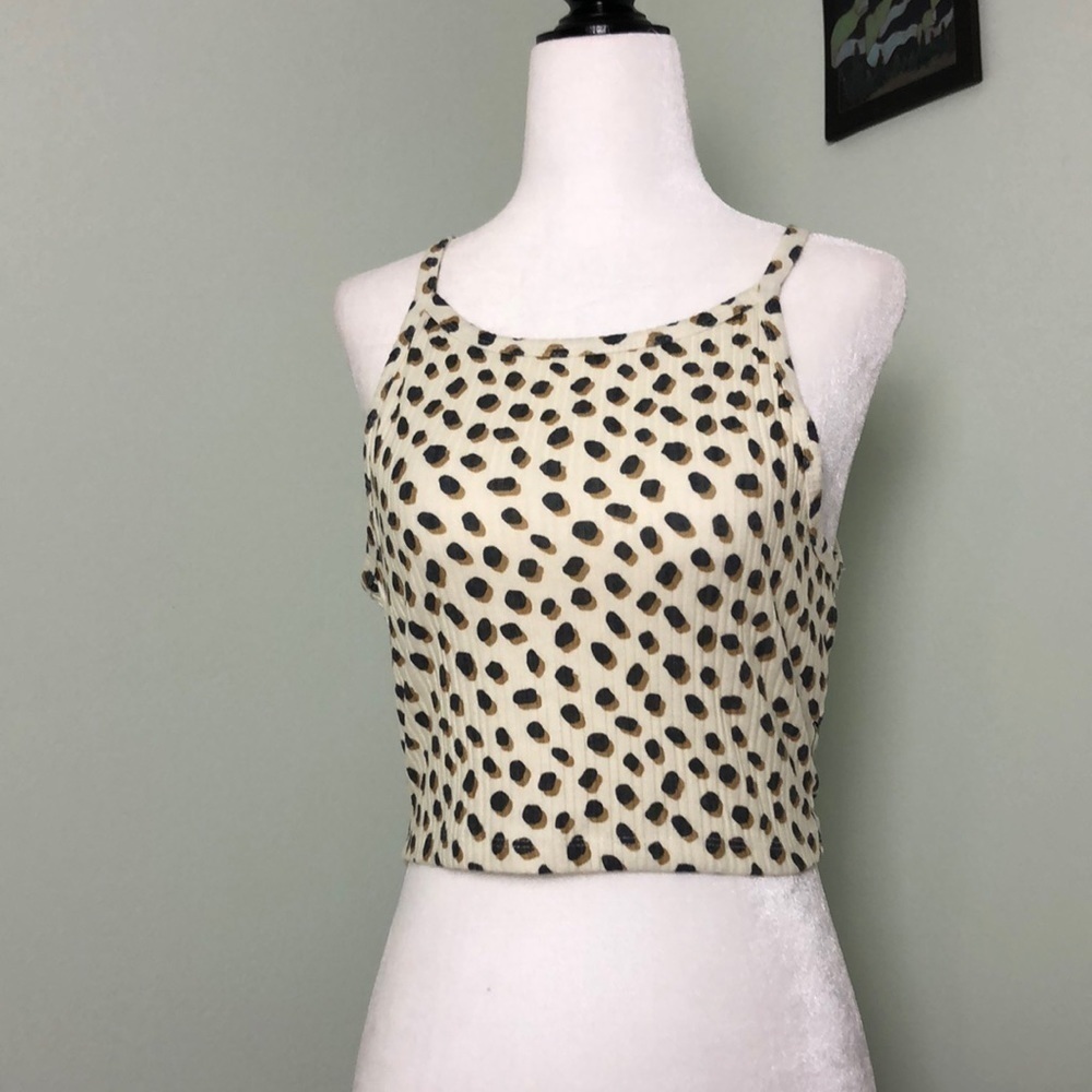M Nwt Anthro Crop Top Tank Top Animal Print Spaghetti Straps